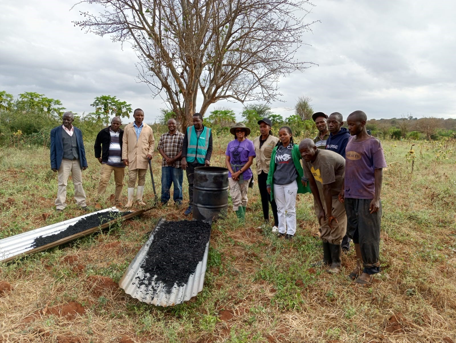 Field team and biochar demonstration